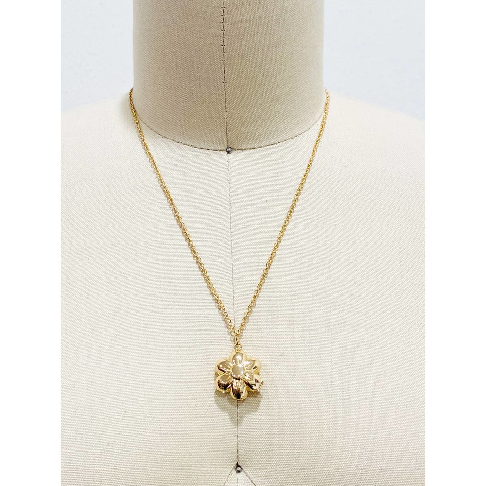 J Crew x Crewcuts Daisy Locket Necklace Gold Chain New - Picture 2 of 6